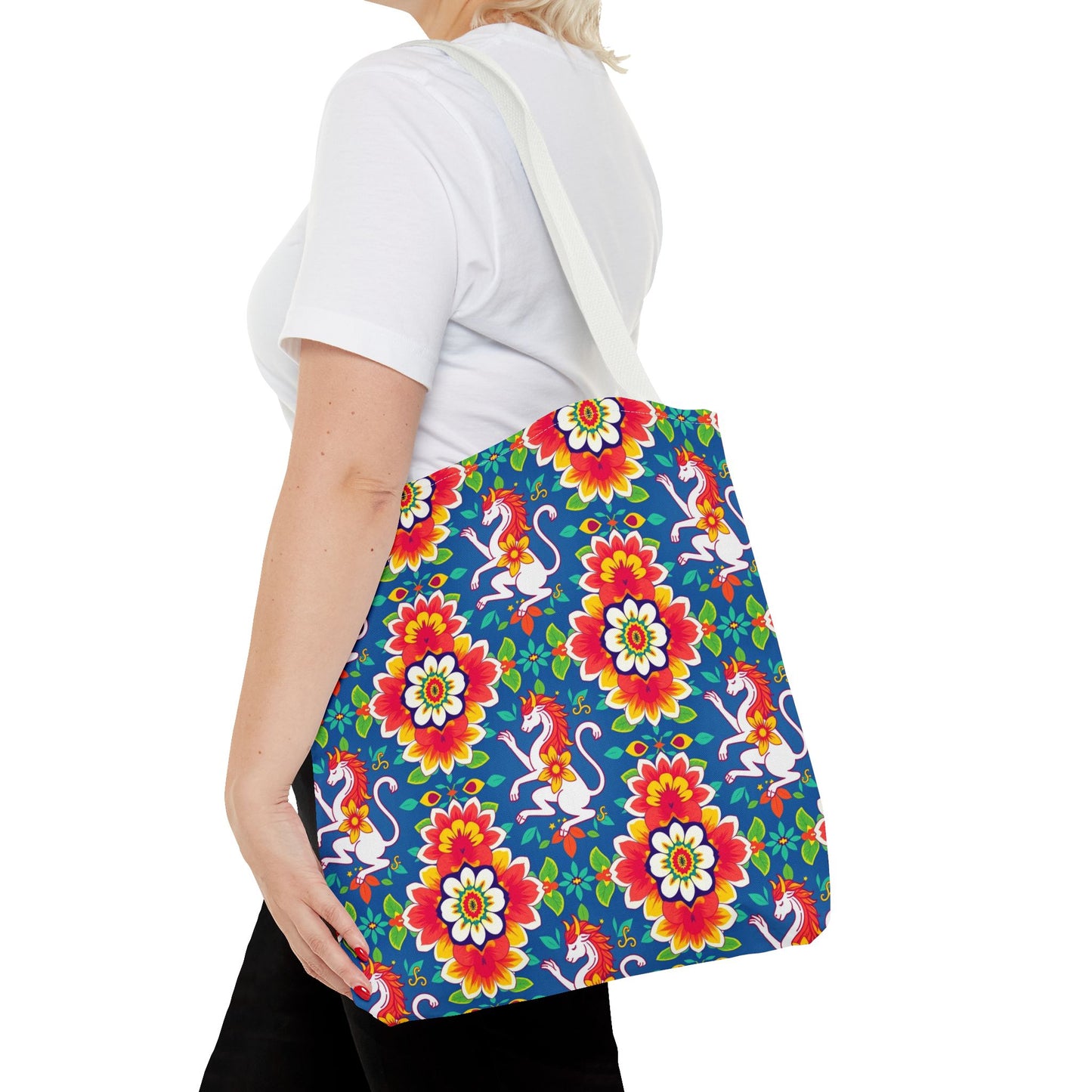 Tote Bag, (AOP), Virgo, Zodiac v2, Flower Pattern