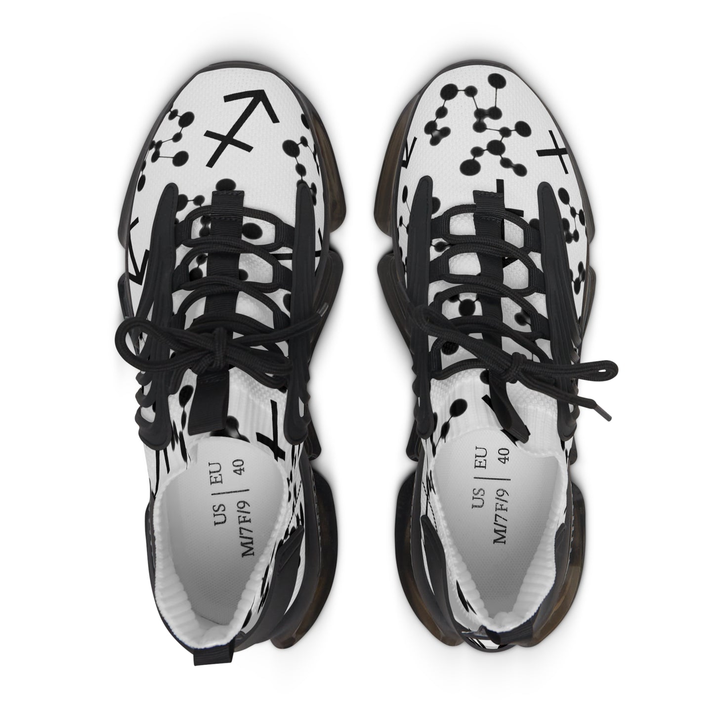 Women's Mesh Sneakers, Constellation & Symbol, Sagittarius Zodiac Sign, AOP