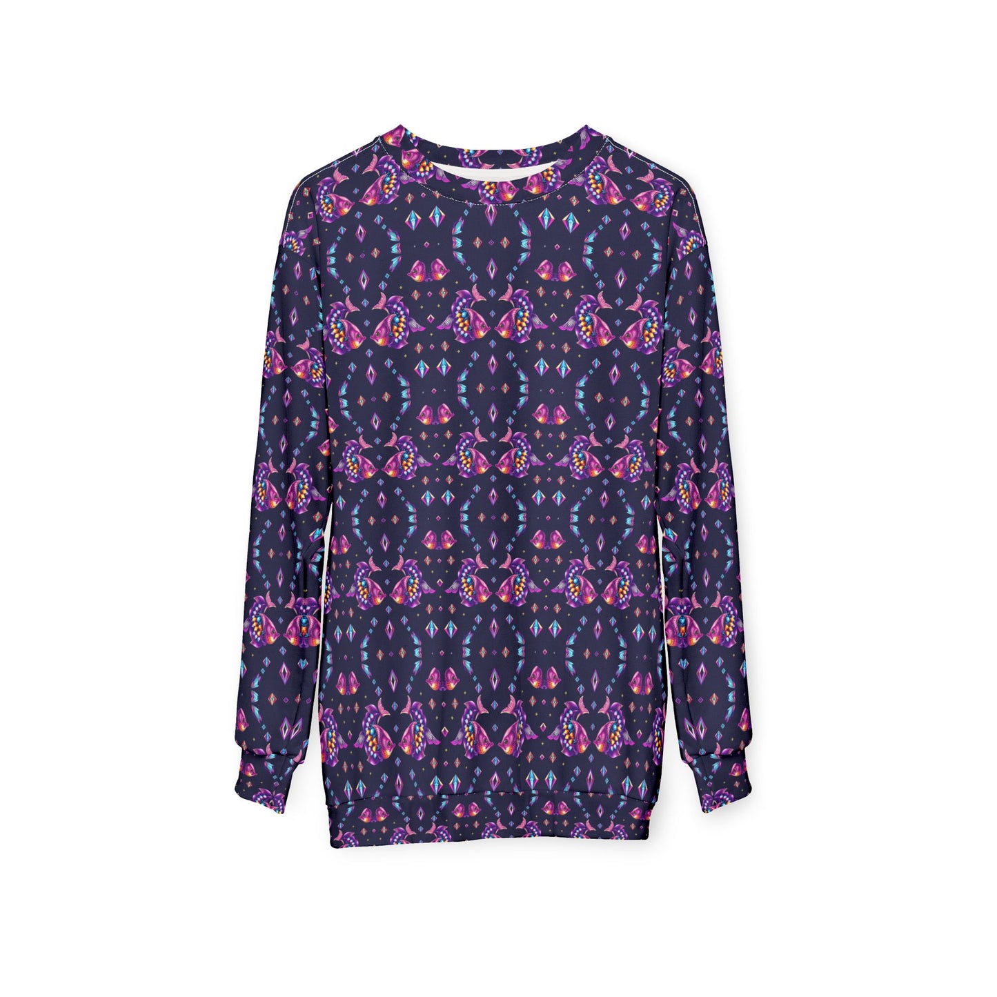 Unisex Sweatshirt (AOP), Pisces, Zodiac v2, Jewel Pattern
