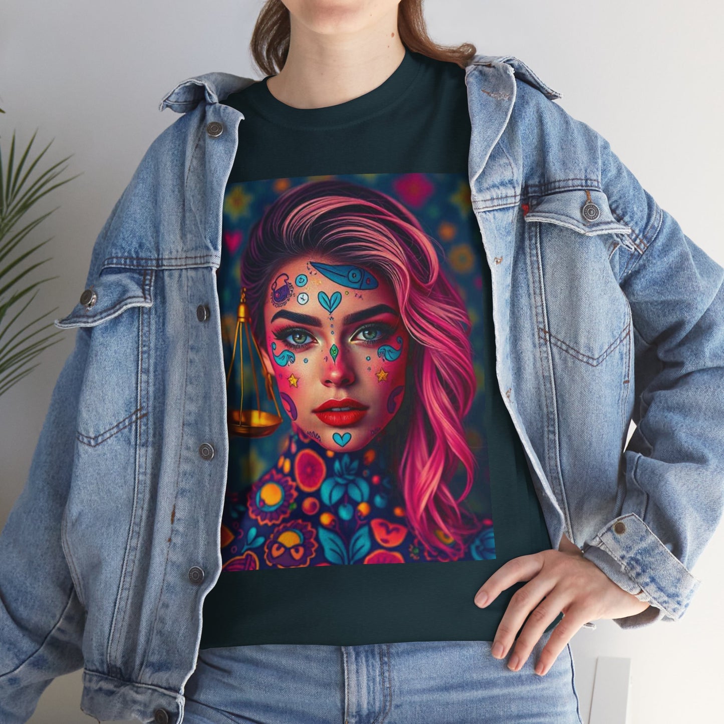 Unisex Heavy Cotton T-Shirt, Libra, Zodiac v2, Sexy Art
