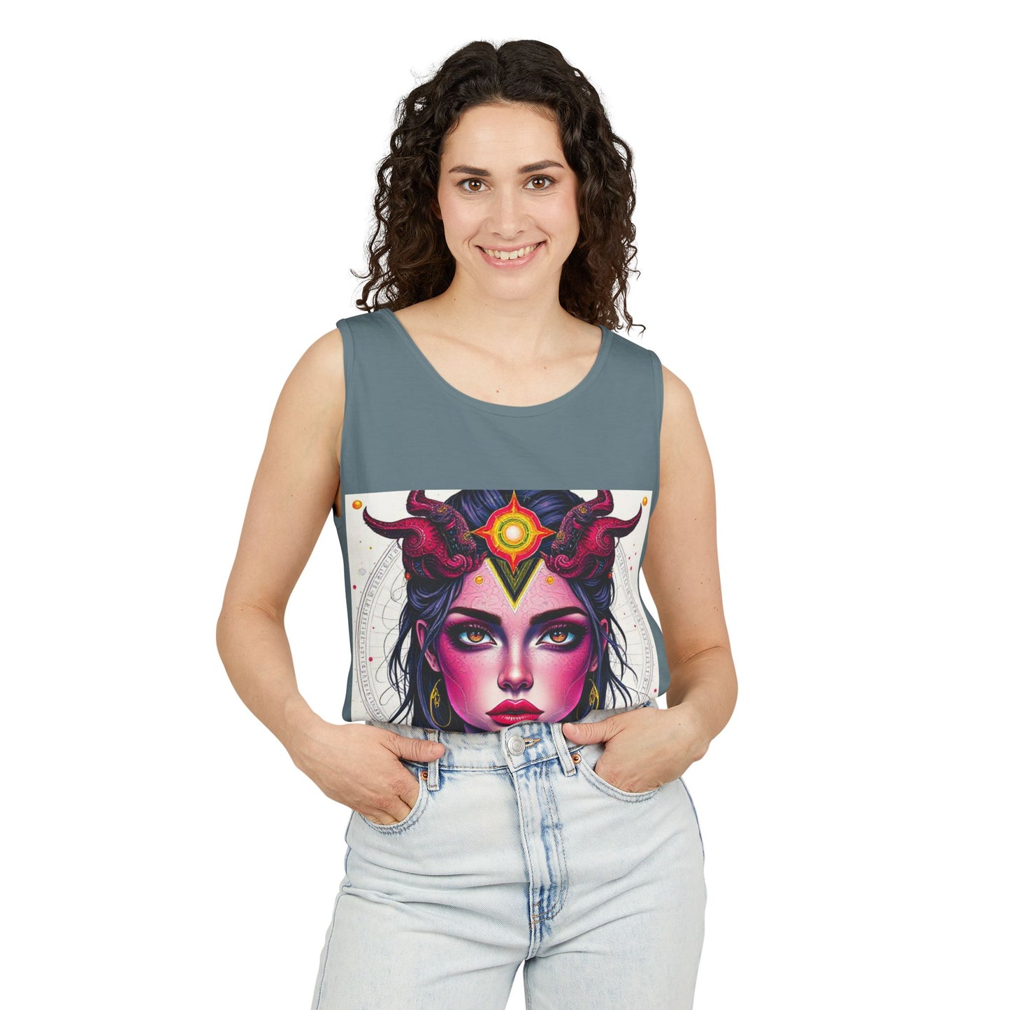 Unisex Garment-Dyed, Tank Top, Virgo Design, Pop Art, 100% US cotton