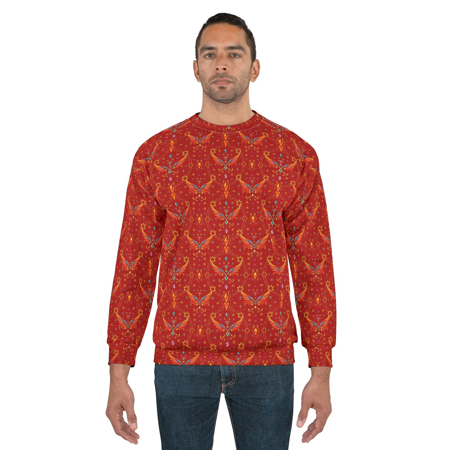 Unisex Sweatshirt (AOP), Sagittarius, Zodiac v1, Jewel Pattern