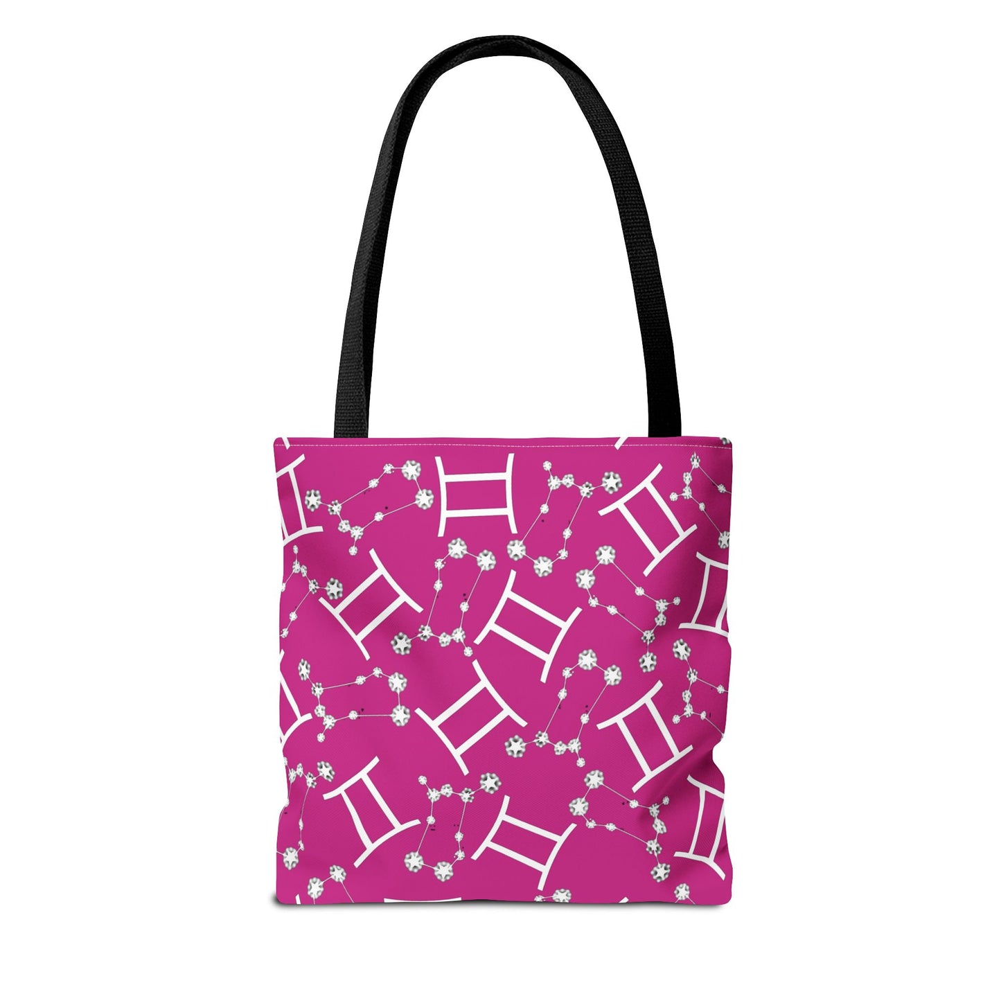 Tote Bag, Gemini Zodiac Sign, AOP, (Pink, White)