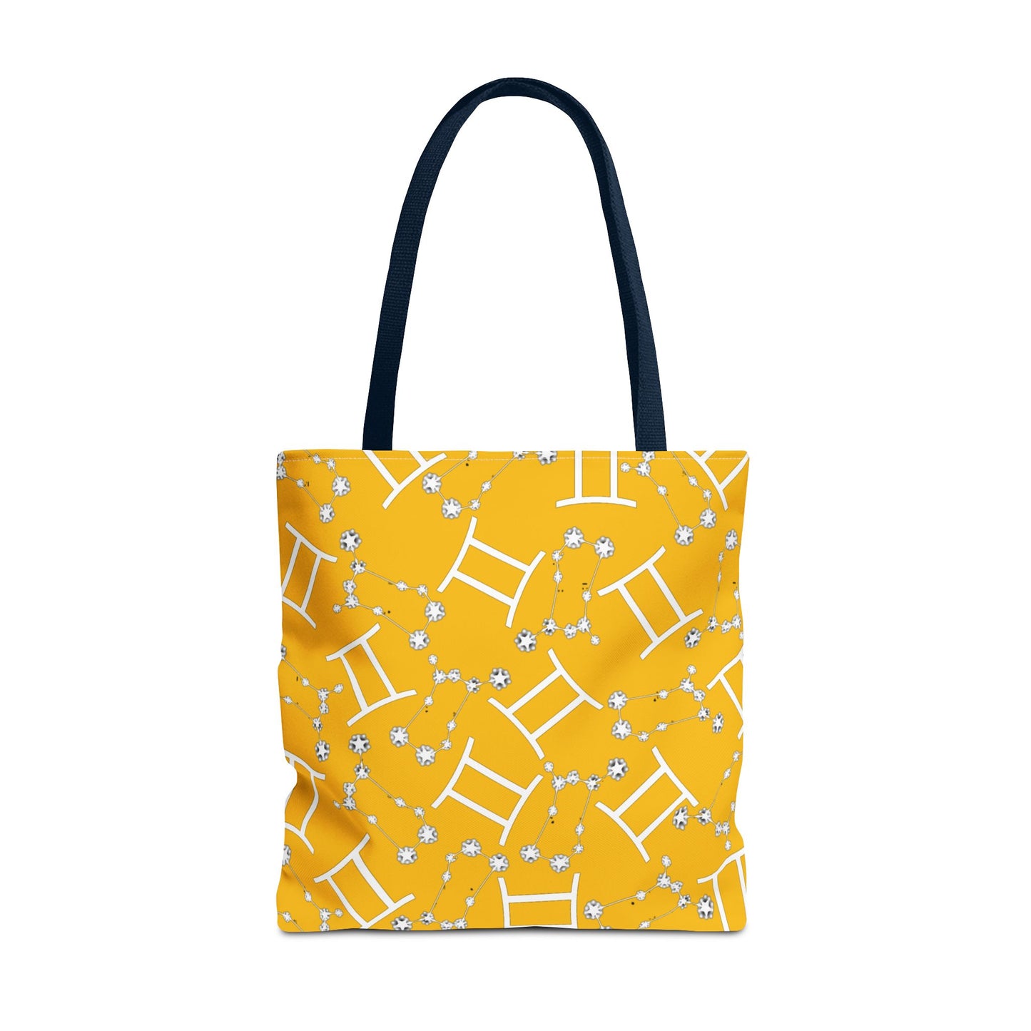 Tote Bag, Gemini Zodiac Sign, AOP, (Yellow, White Print)