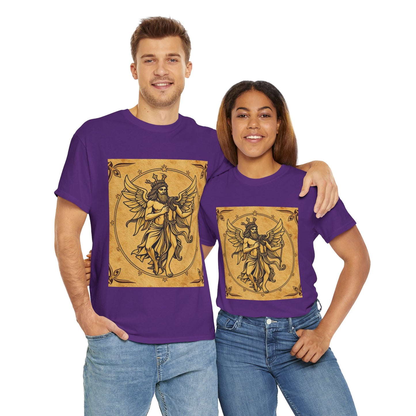Unisex Heavy Cotton T-Shirt, Pencil Art v1, Gemini Zodiac Design