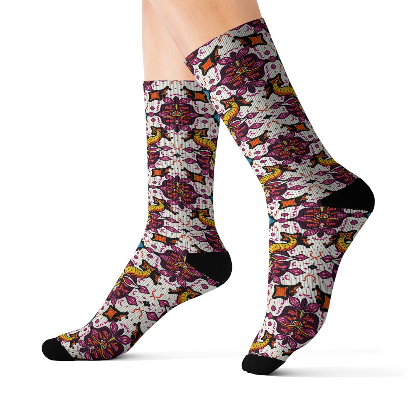 Sublimation Socks, Taurus, Zodiac v3, Jewel Pattern