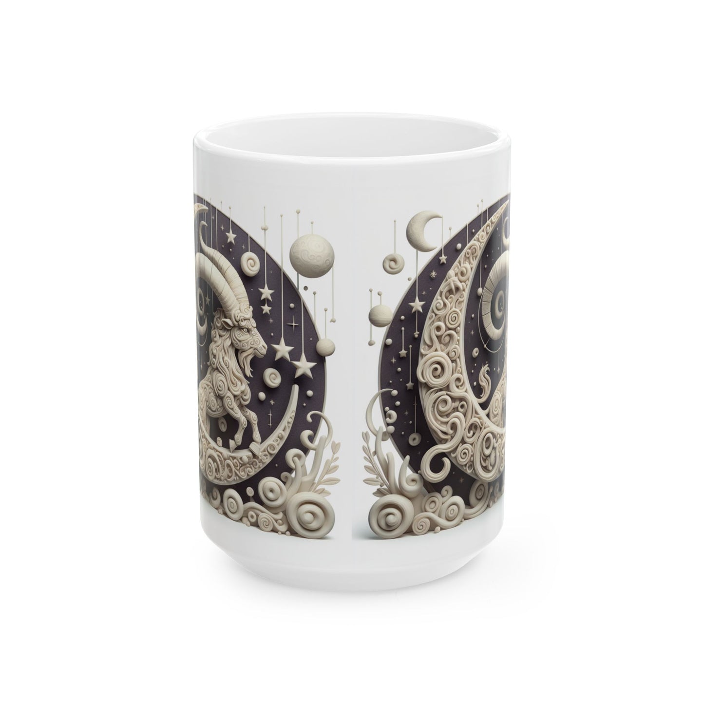 Ceramic Mug, (11oz, 15oz), Ceramic Coffee Mug, Stone & Stars, Capricorn Zodiac Design