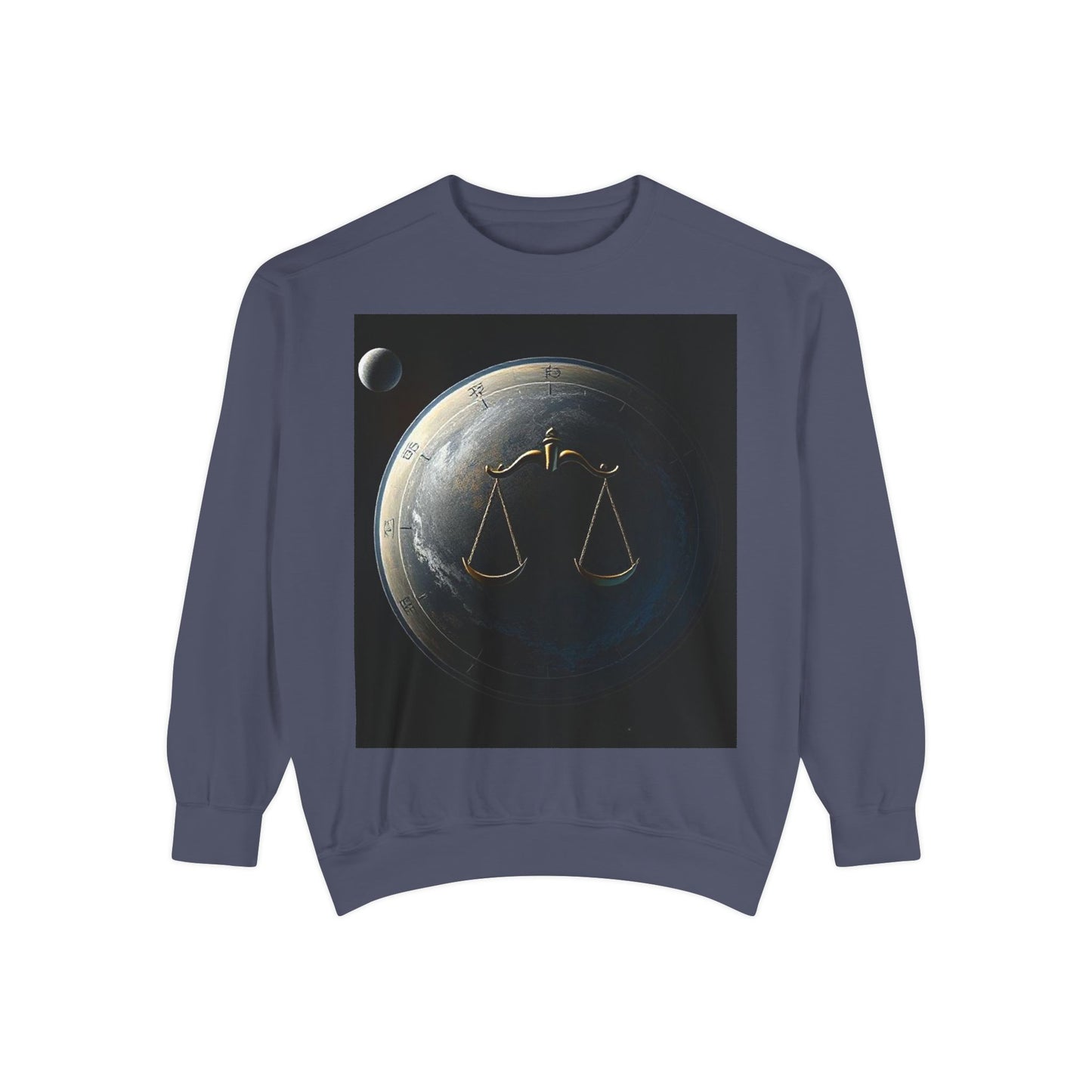 Garment-Dyed Sweatshirt, Unisex, Space Animal Design, Libra