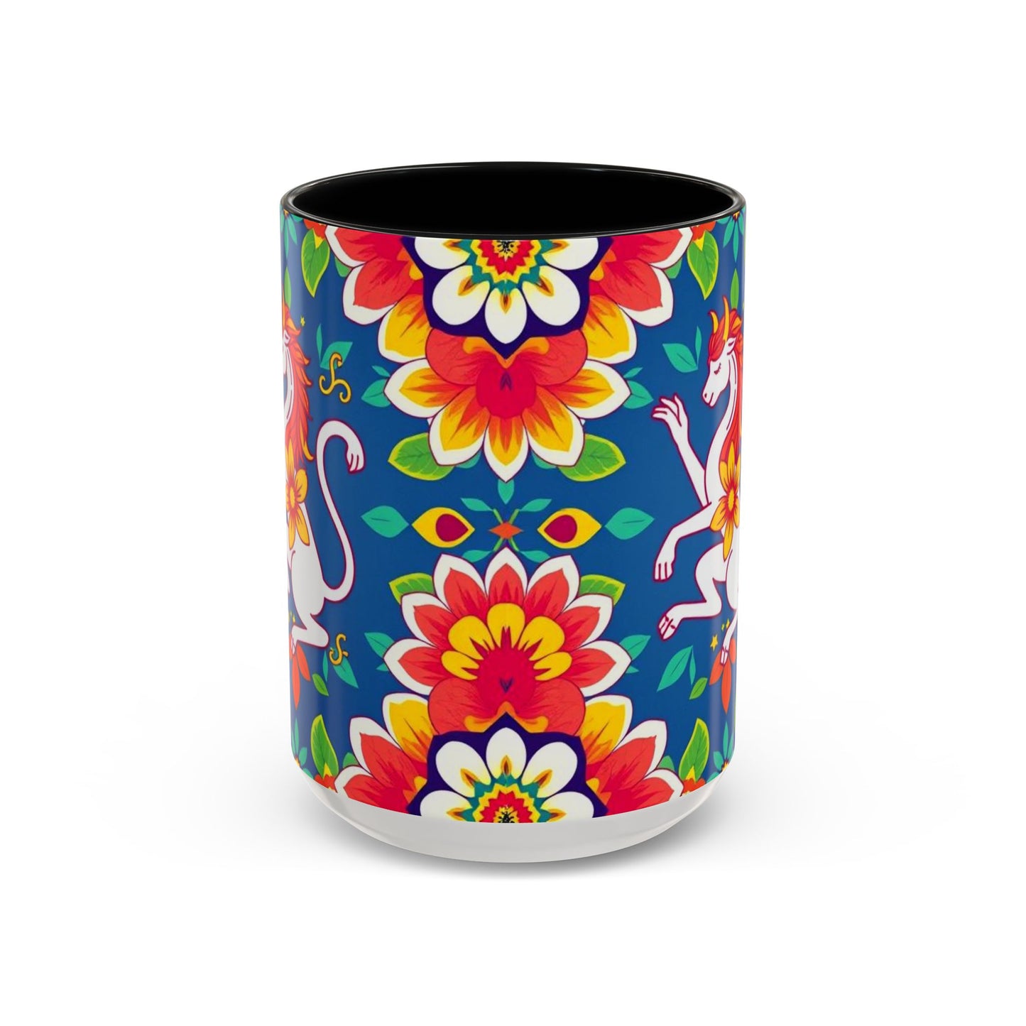 Accent Coffee Mug, Virgo, Zodiac v3. Flower Pattern, (11, 15oz)