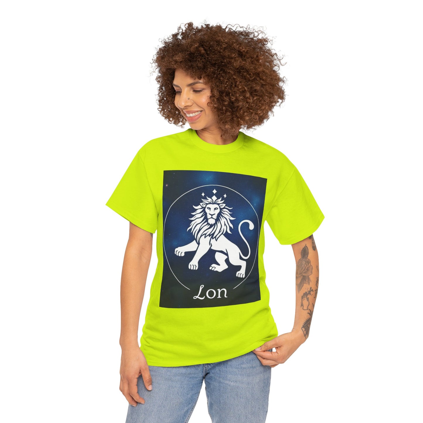 Unisex Heavy Cotton T-Shirt, Space Lion, Leo Zodiac Design