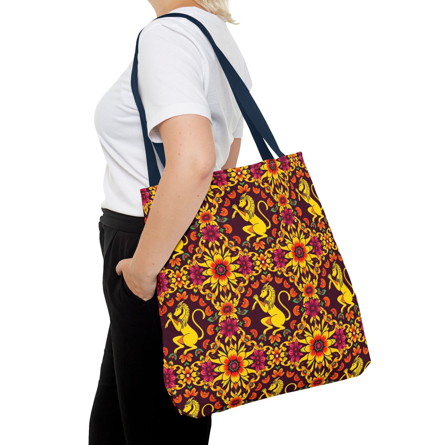 Tote Bag (AOP), Virgo, Zodiac v2, Flower Pattern