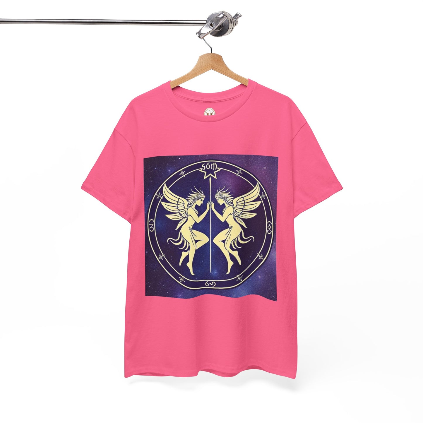 Unisex Heavy Cotton T-Shirt, Space Angel Twins v1, Gemini Zodiac Design