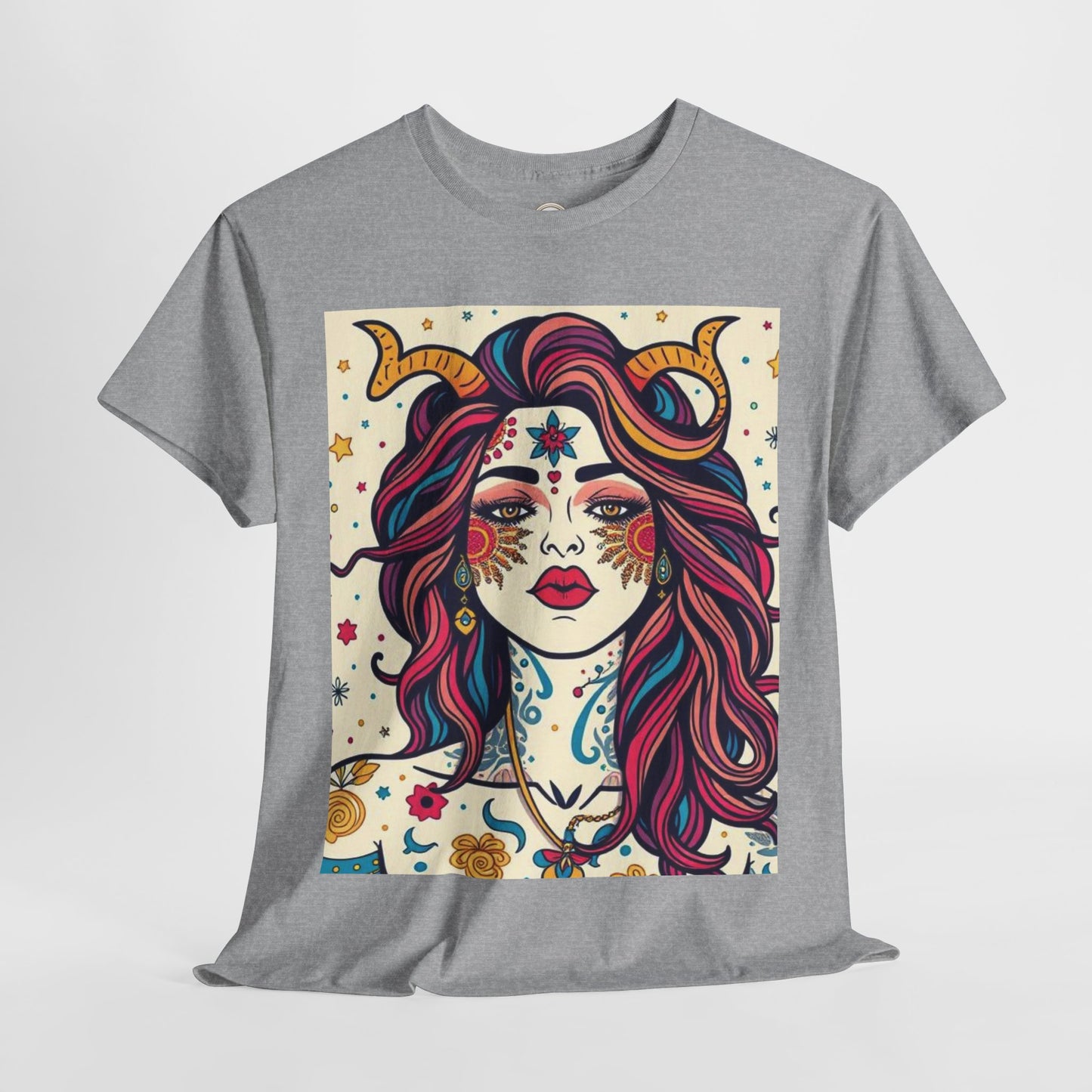 Unisex Heavy Cotton T-Shirt, Virgo, Zodiac v3, Sexy Art