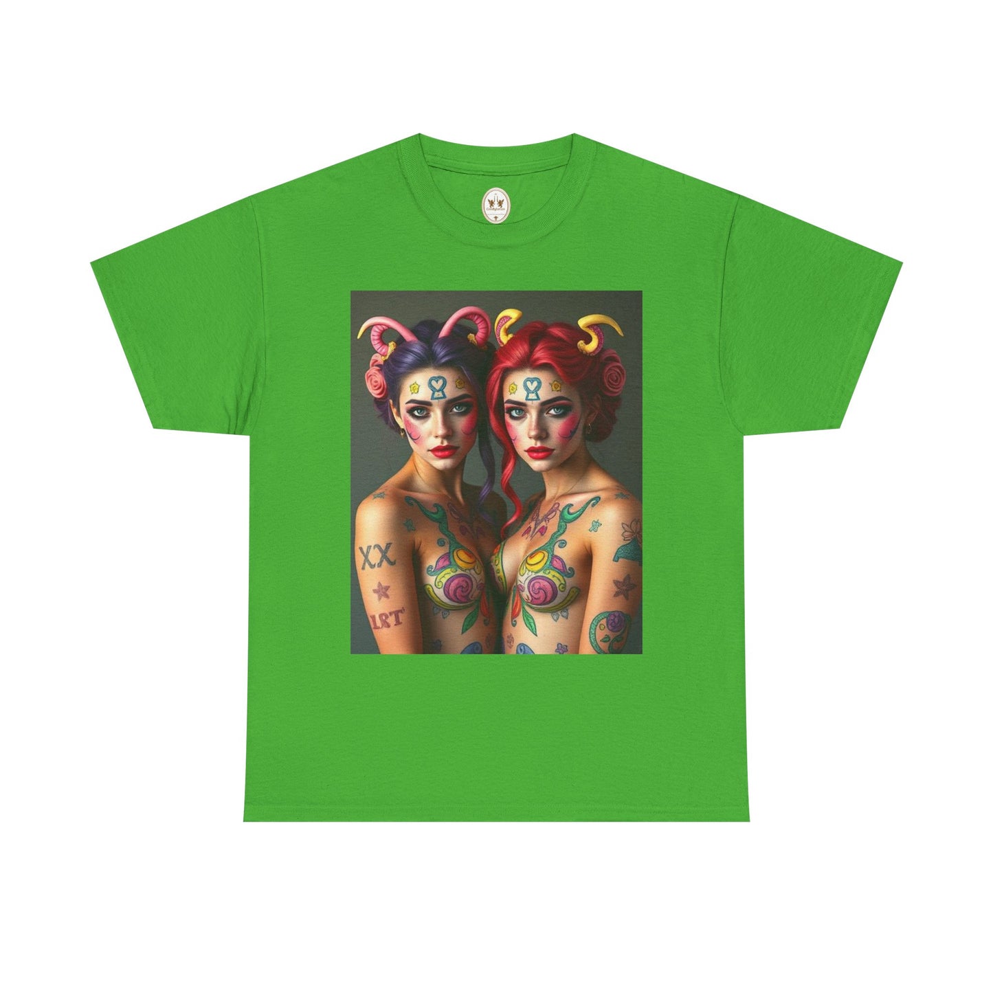 Unisex Heavy Cotton T-Shirt, Gemini, Zodiac v3, Sexy Art
