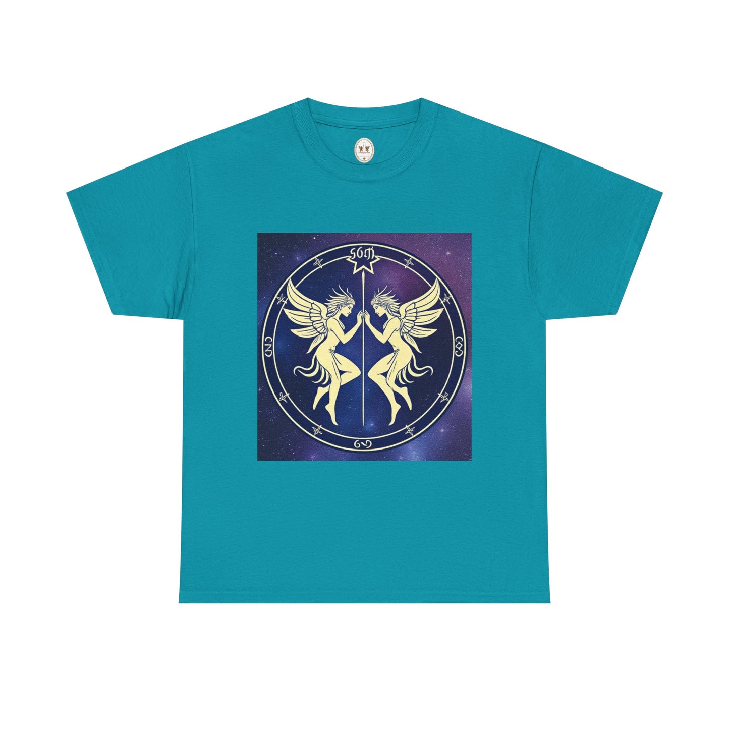 Unisex Heavy Cotton T-Shirt, Space Angel Twins, Gemini Zodiac Design