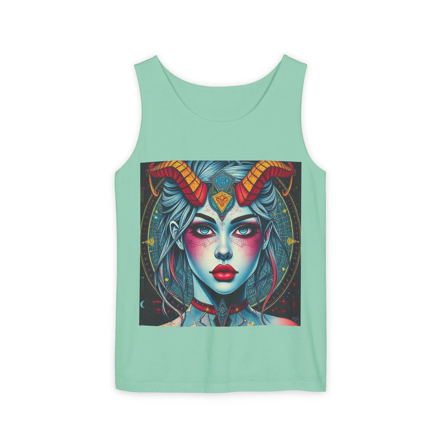 Unisex Garment-Dyed, Tank Top, Capricorn, Pop Art v1, 100% US cotton