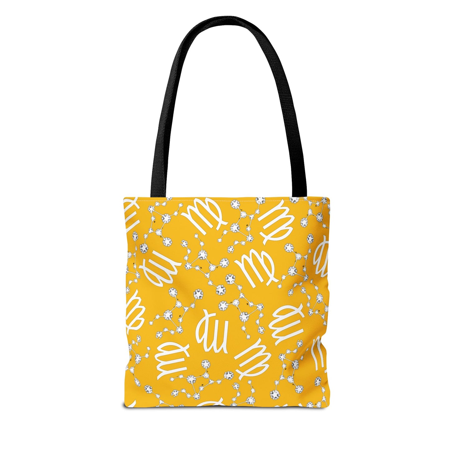 Tote Bag, Virgo Zodiac Sign, AOP, (Yellow White)