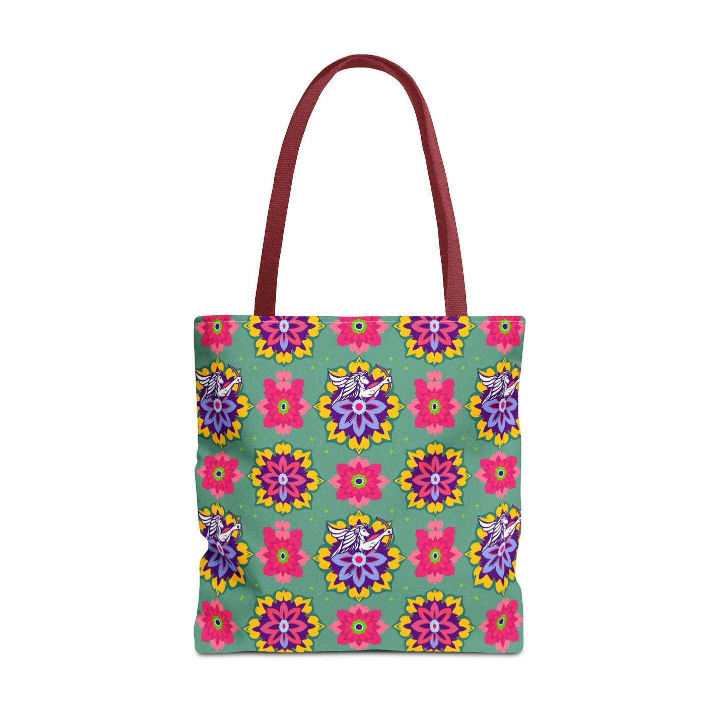 Tote Bag, (AOP), Sagittarius, Zodiac v4, Flower Pattern