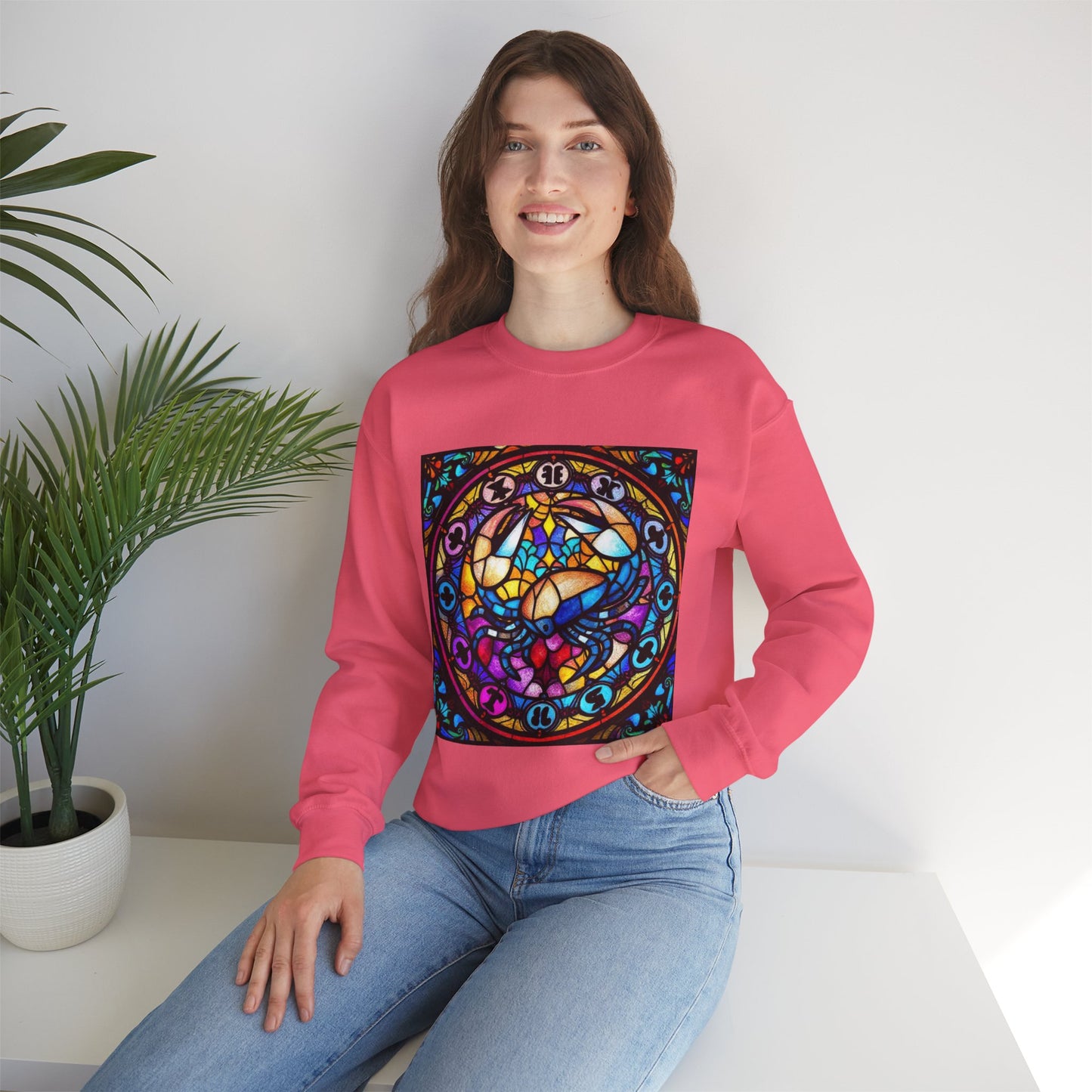 Unisex Heavy Blend™ Crewneck Sweatshirt, Glass, Cancer Zodiac Design