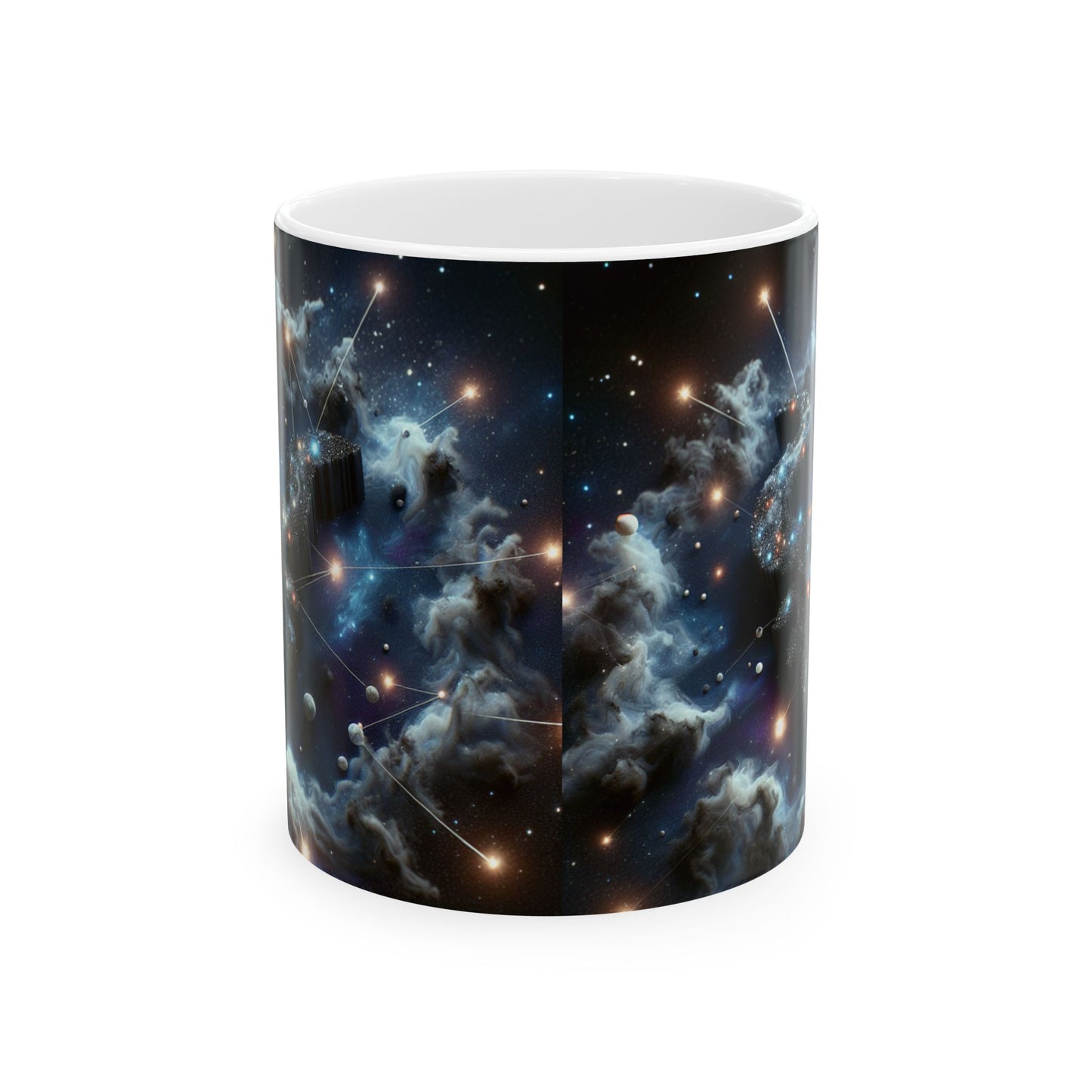 Ceramic Mug, (11oz, 15oz), Ceramic Coffee Mug, Space Bull, Smokey, Taurus Zodiac Design