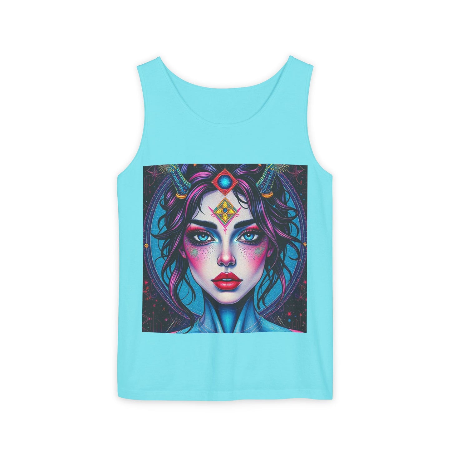 Unisex Garment-Dyed, Tank Top, Aquarius Design, Pop Art, 100% Ringspun US cotton