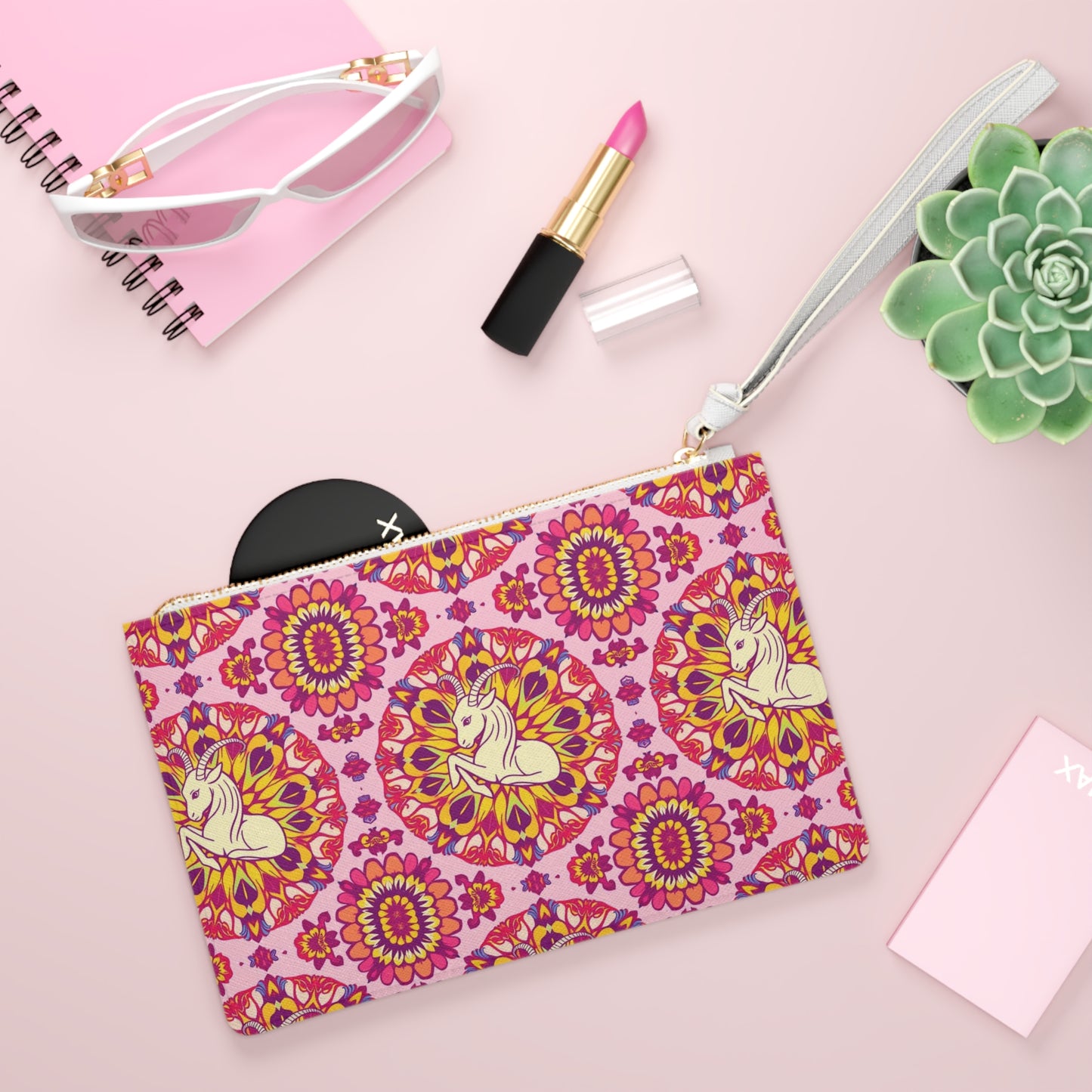 Clutch Bag, Capricorn, Zodiac, Flower Pattern