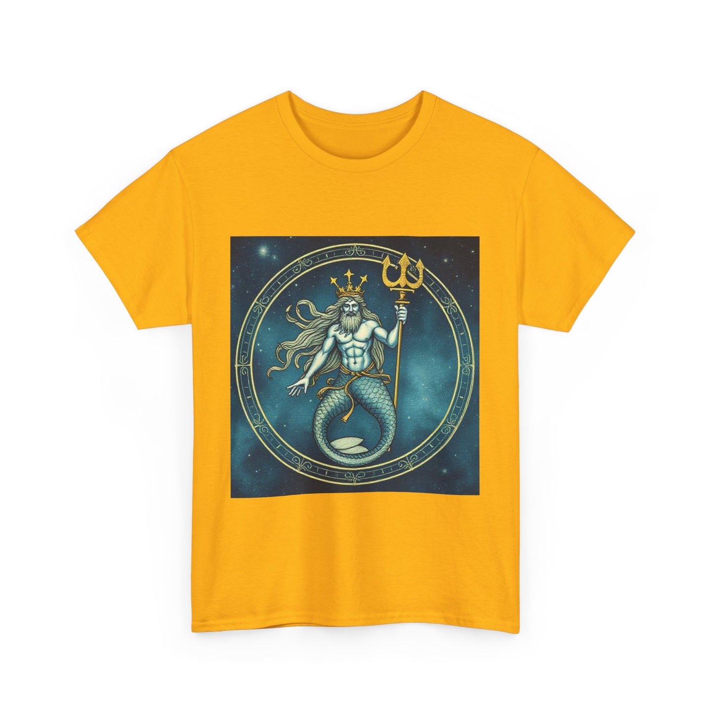 Unisex Heavy Cotton T-Shirt, Aquarius God 6v, Zodiac Design