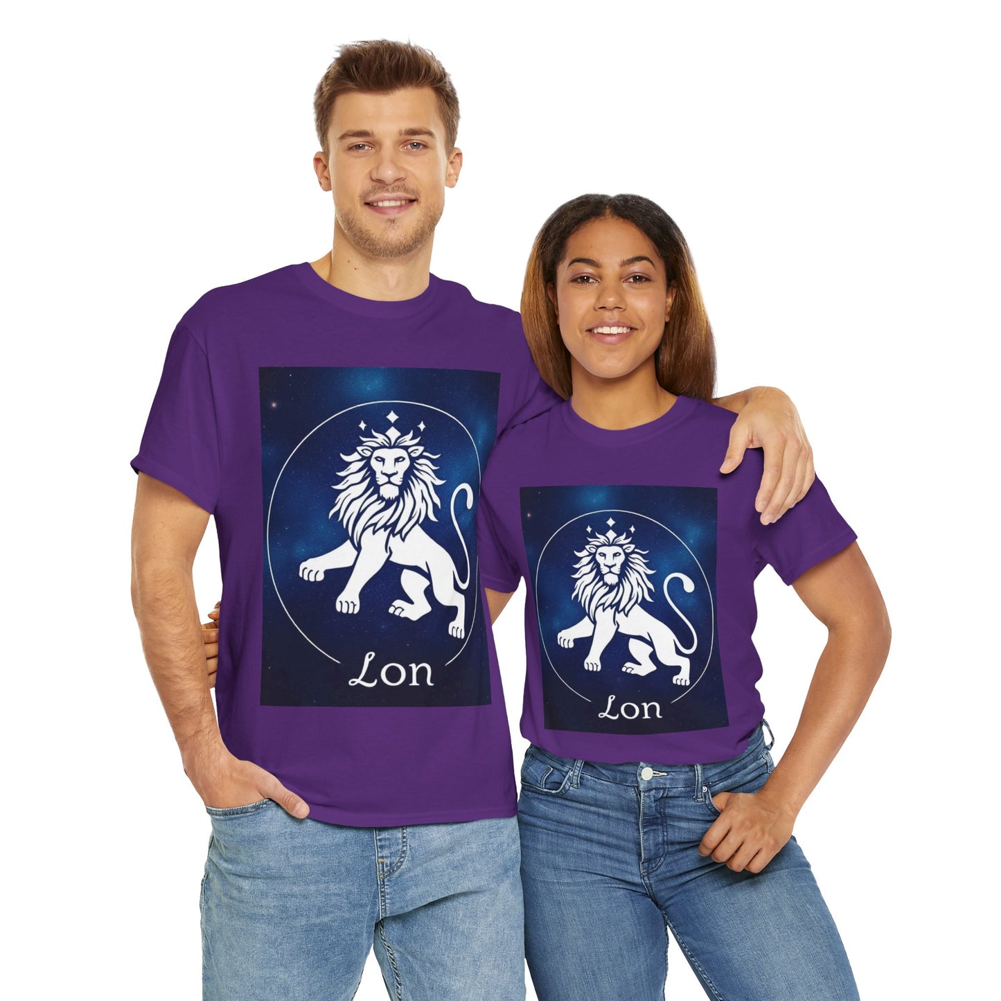 Unisex Heavy Cotton T-Shirt, Space Lion v1, Leo Zodiac Design