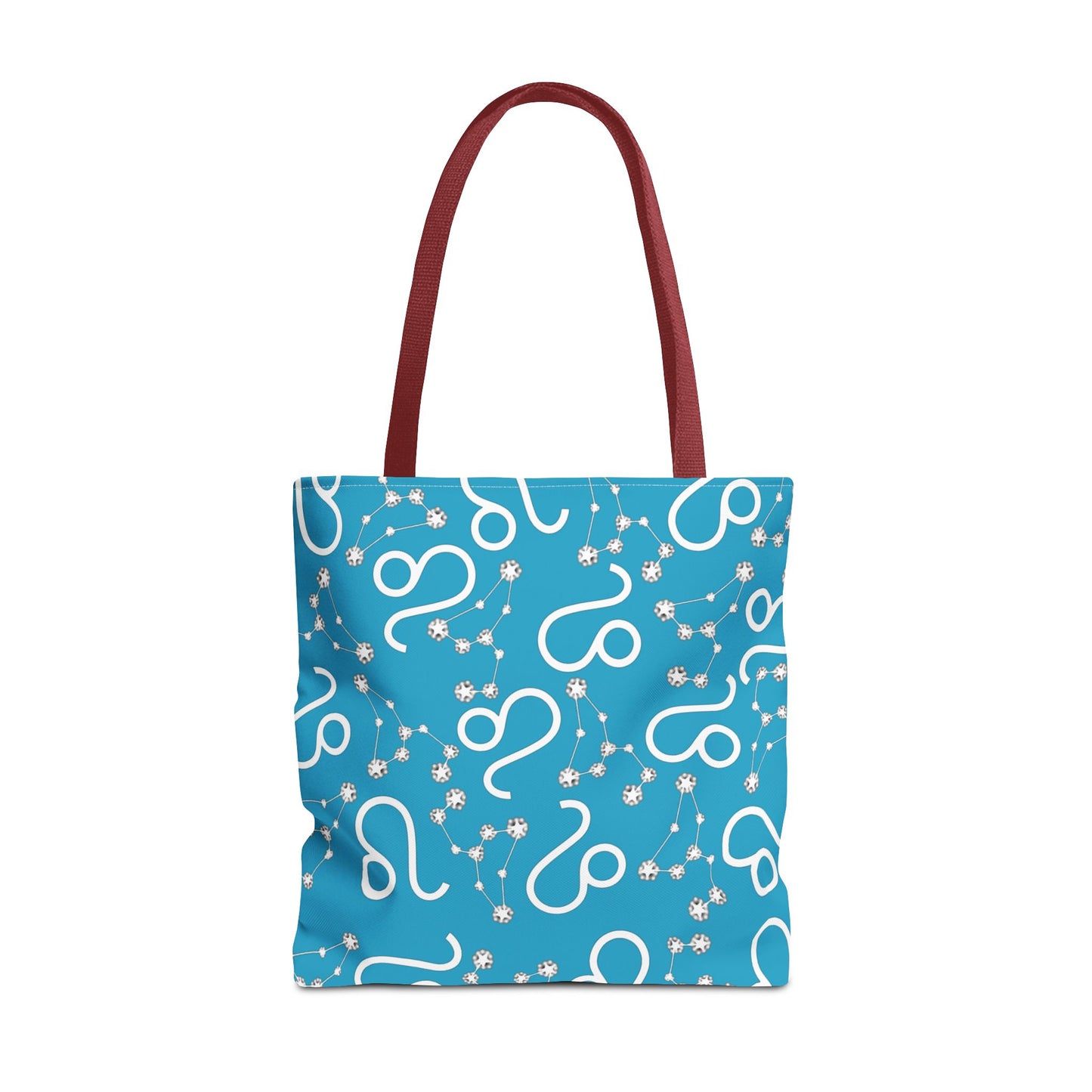 Tote Bag, Leo Zodiac Sign, AOP, (Turquoise, White)