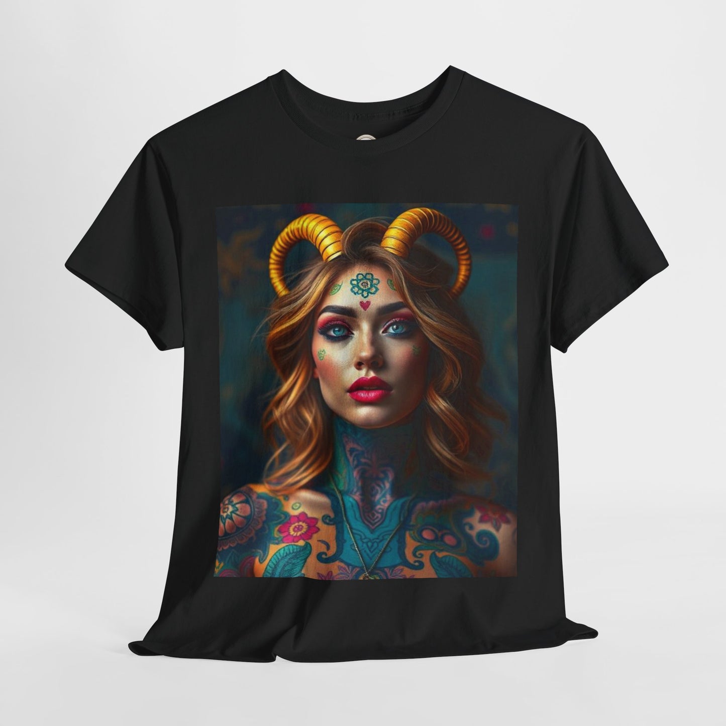 Unisex Heavy Cotton T-Shirt, Capricorn, Zodiac v1, Sexy Art