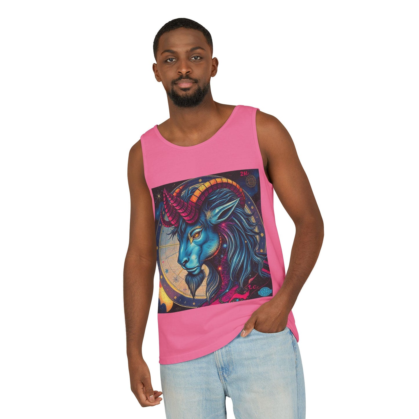 Unisex Garment-Dyed, Tank Top, Capricorn, Pop Art, 100% US cotton