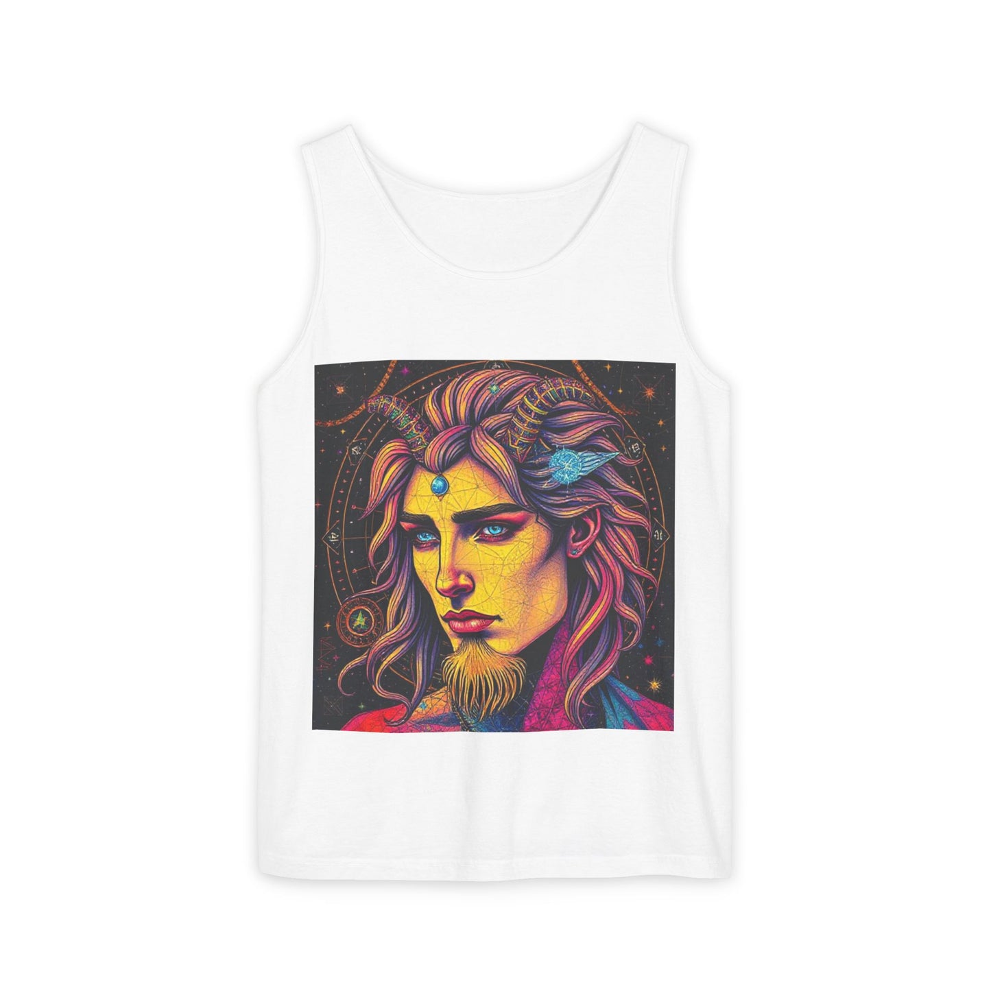 Unisex Garment-Dyed, Tank Top, Aquarius Design, Pop Art v1, 100% Ringspun US cotton