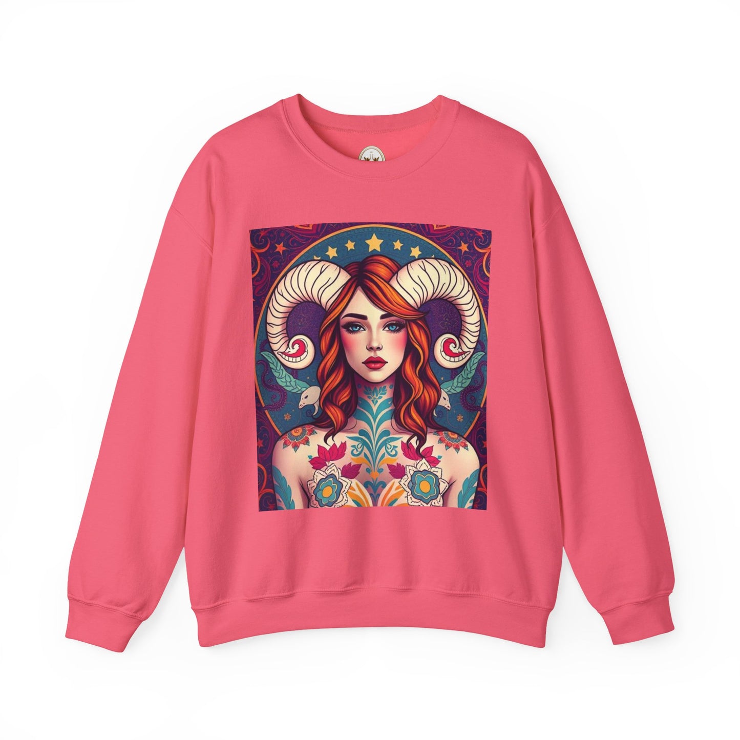 Unisex Heavy Blend™ Crewneck Sweatshirt, Aries, Zodiac v1, Sexy Pattern