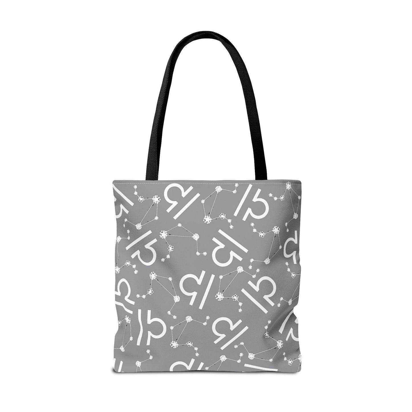 Tote Bag, Libra Zodiac Sign, AOP, (Grey, White)