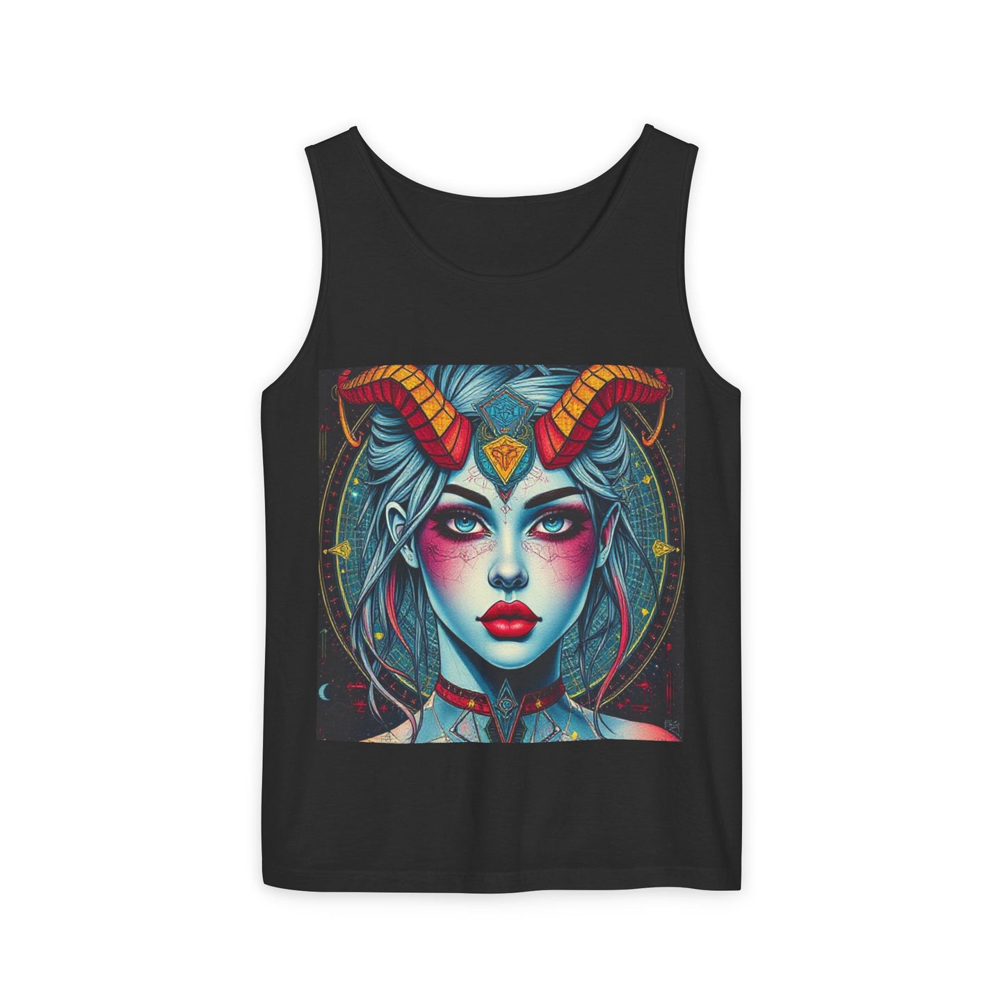 Unisex Garment-Dyed, Tank Top, Capricorn, Pop Art v1, 100% US cotton