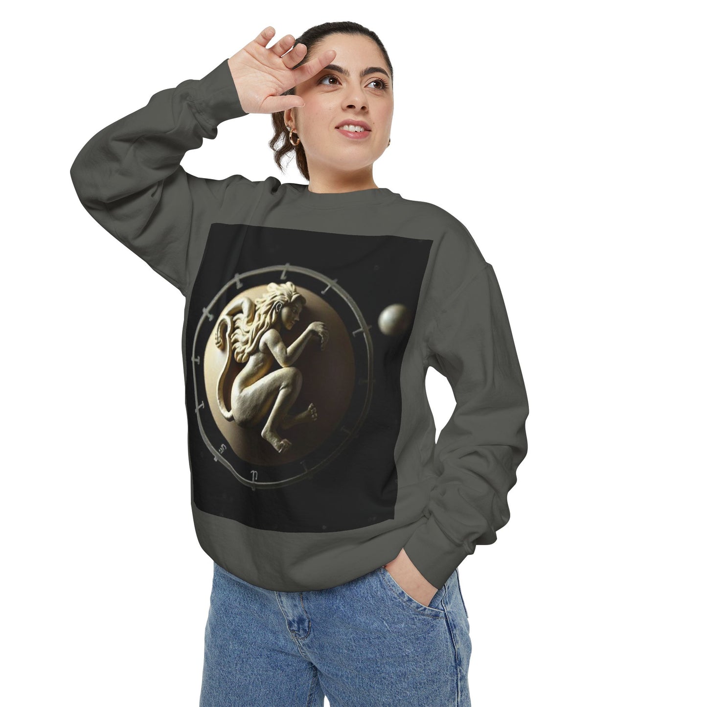 Garment-Dyed Sweatshirt, Unisex, Space Symbol Design, Virgo
