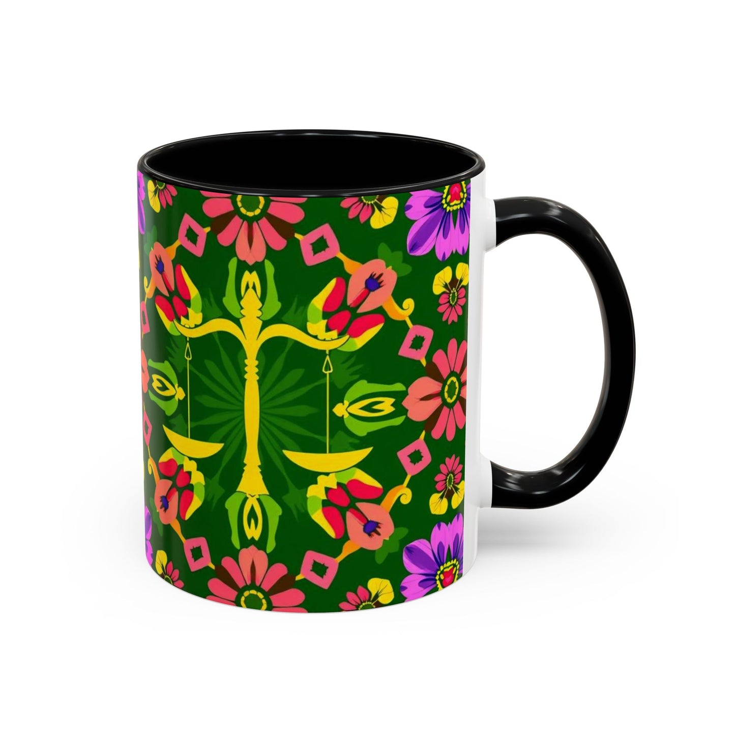 Accent Coffee Mug, Libra, Zodiac, Flower Pattern, (11, 15oz)