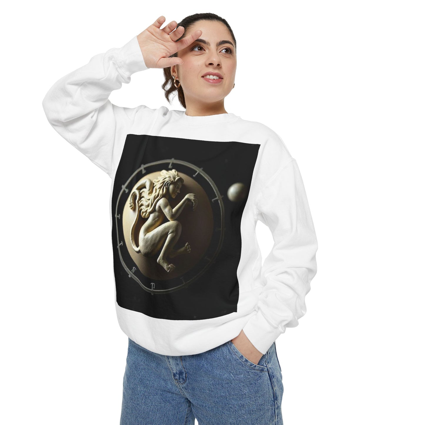 Garment-Dyed Sweatshirt, Unisex, Space Symbol Design, Virgo
