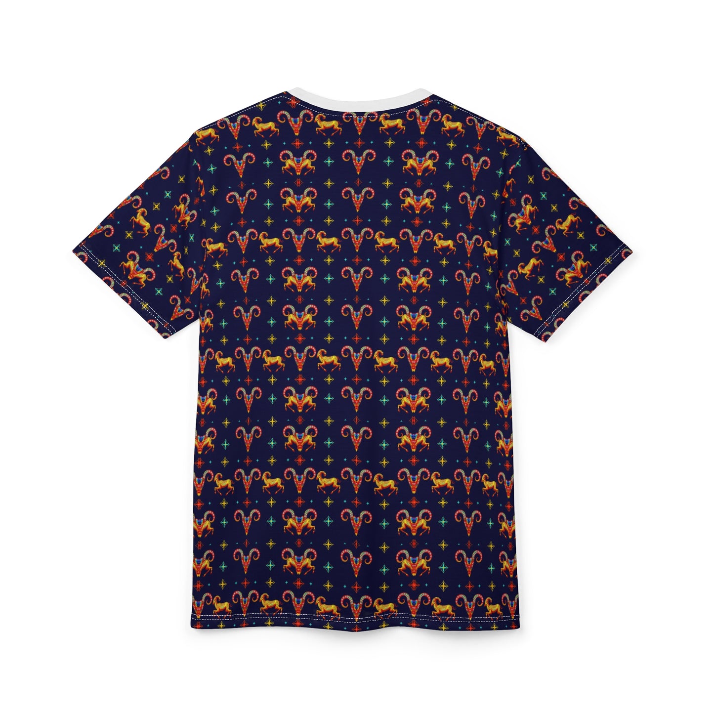 Unisex Cut & Sew T-Shirt, (AOP), Aries, Zodiac v3, Jewels Pattern