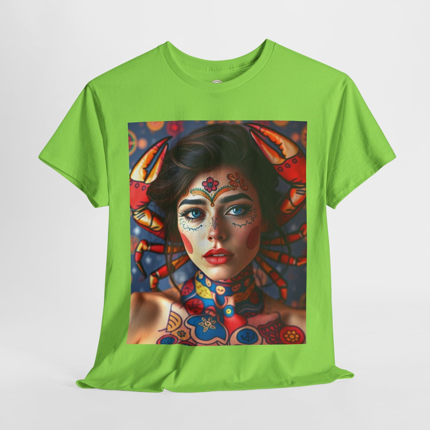 Unisex Heavy Cotton T-Shirt, Cancer, Zodiac v1, Sexy Art