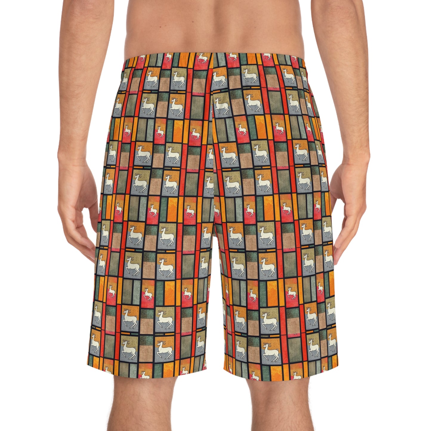 Men's Board Shorts, (AOP), Capricorn, Zodiac, Shape Pattern