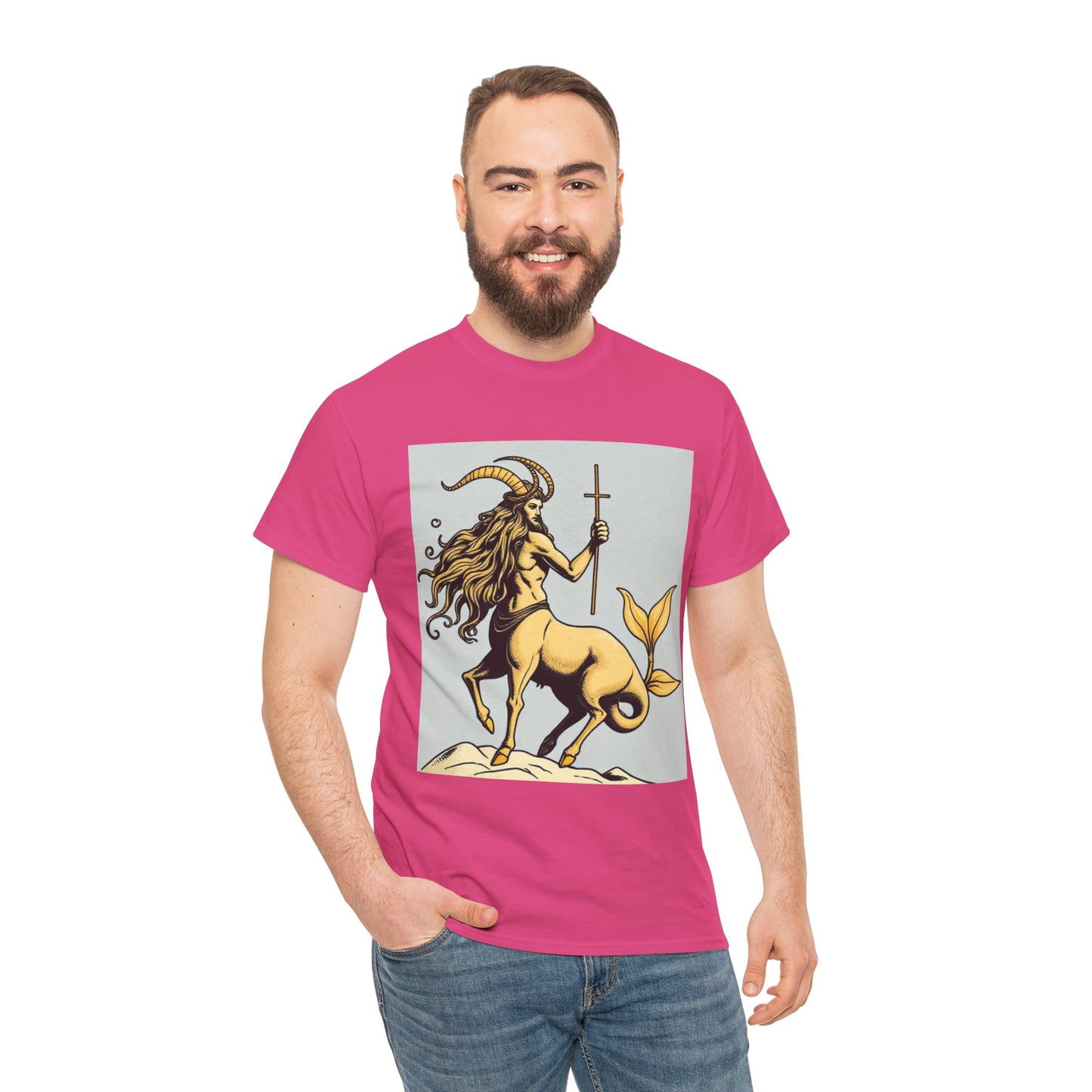 Unisex Heavy Cotton T-Shirt, Capricorn God v2, Zodiac Design