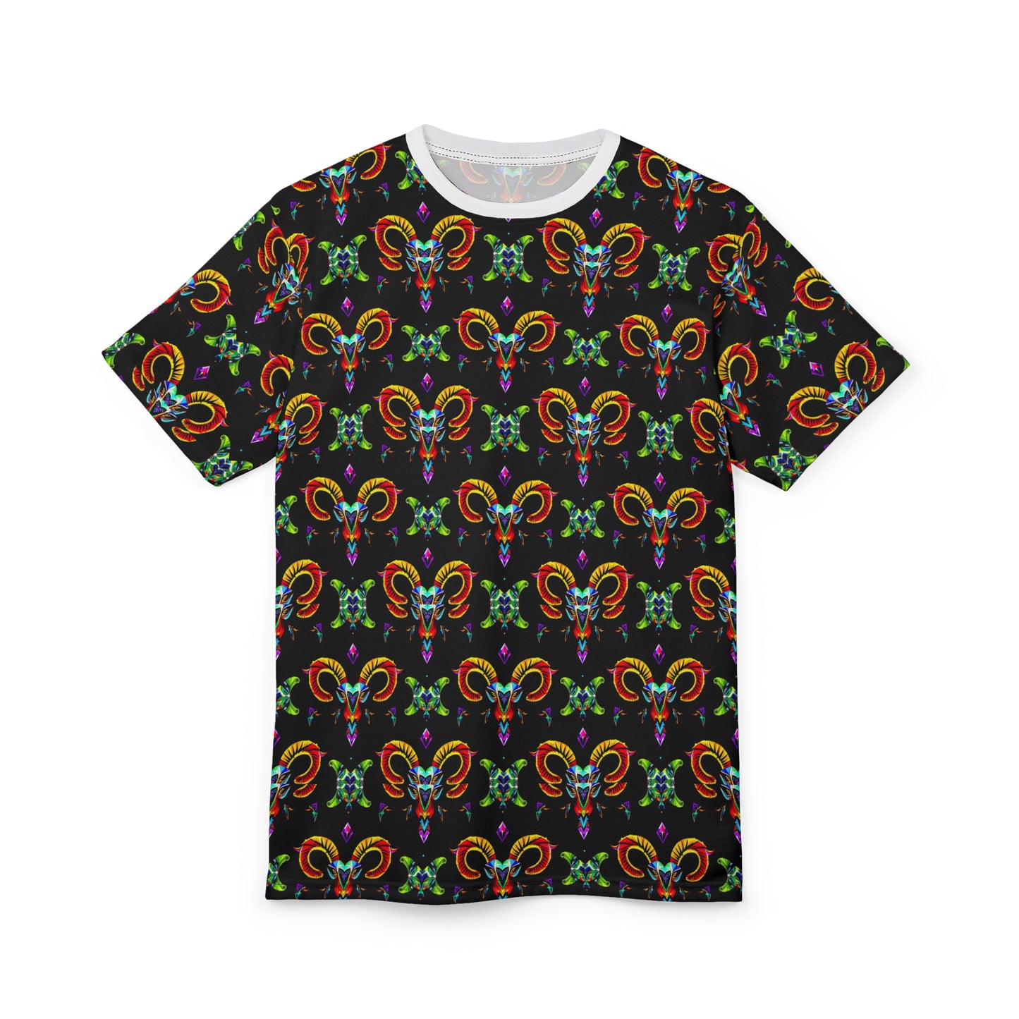 Unisex Cut & Sew T-Shirt, (AOP), Aries, Zodiac, Jewels Pattern