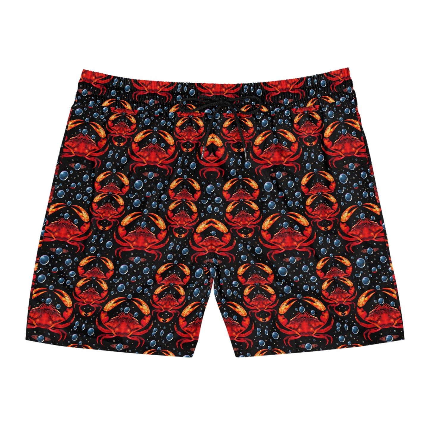 Men's Mid-Length Swim Shorts, (AOP), Cancer, Zodiac, Bubble Pattern