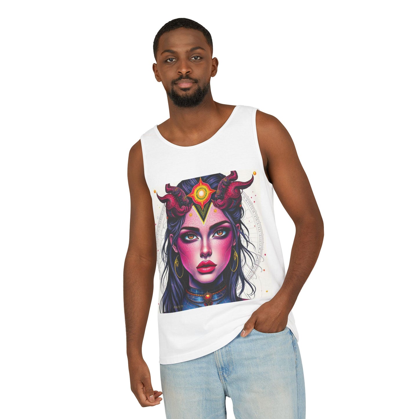 Unisex Garment-Dyed, Tank Top, Virgo Design, Pop Art, 100% US cotton