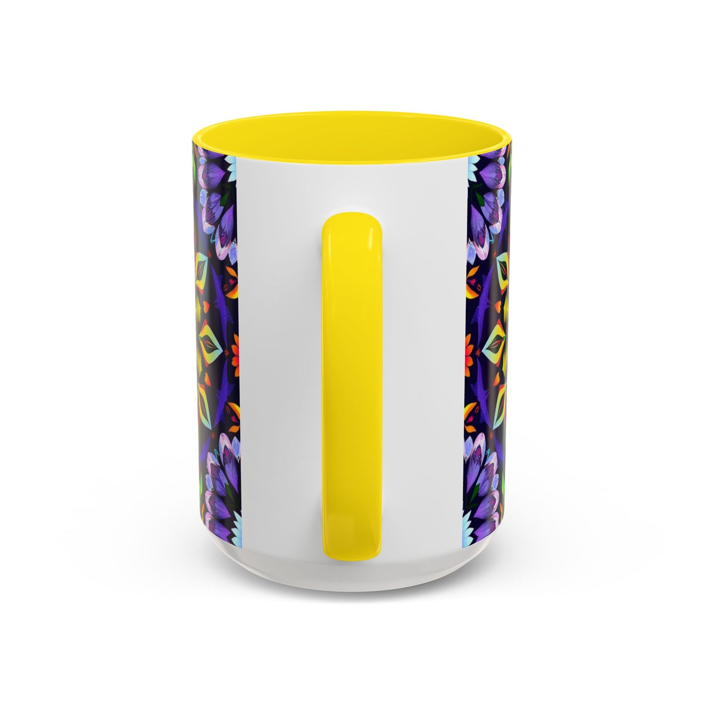 Accent Coffee Mug, Sagittarius, Zodiac v1. Flower Pattern, (11, 15oz)
