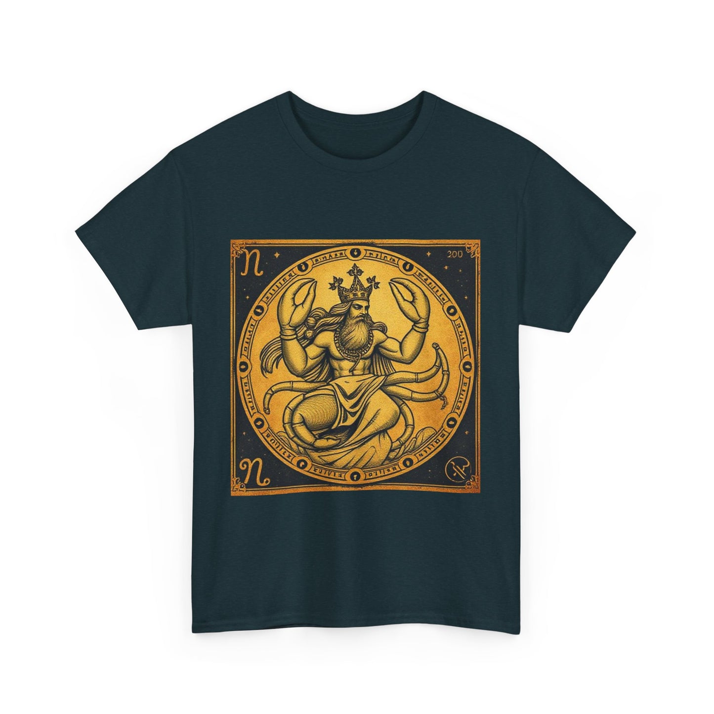 Unisex Heavy Cotton T-Shirt, Crab King v1, Cancer Zodiac Design