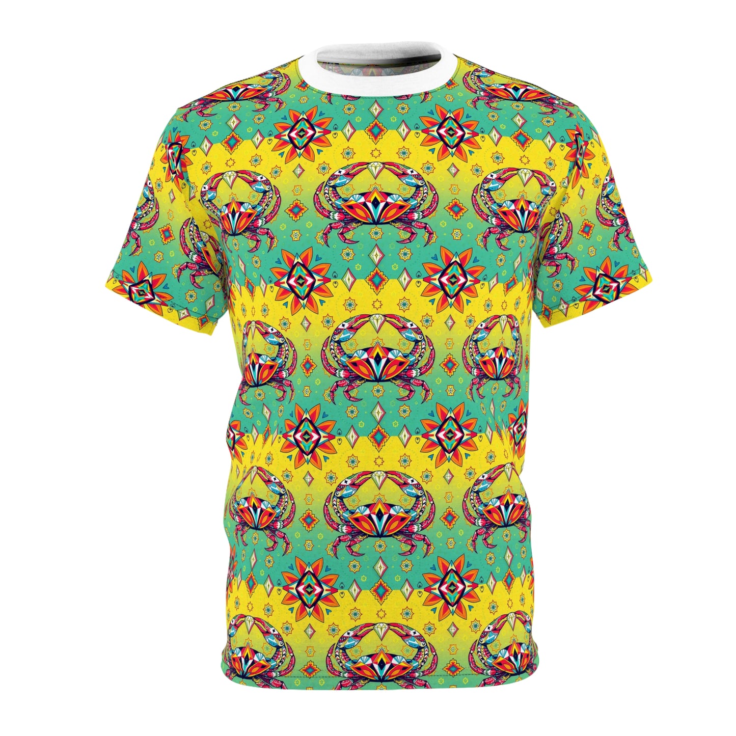 Unisex Cut & Sew T-Shirt, (AOP), Cancer, Zodiac v3, Jewels Pattern