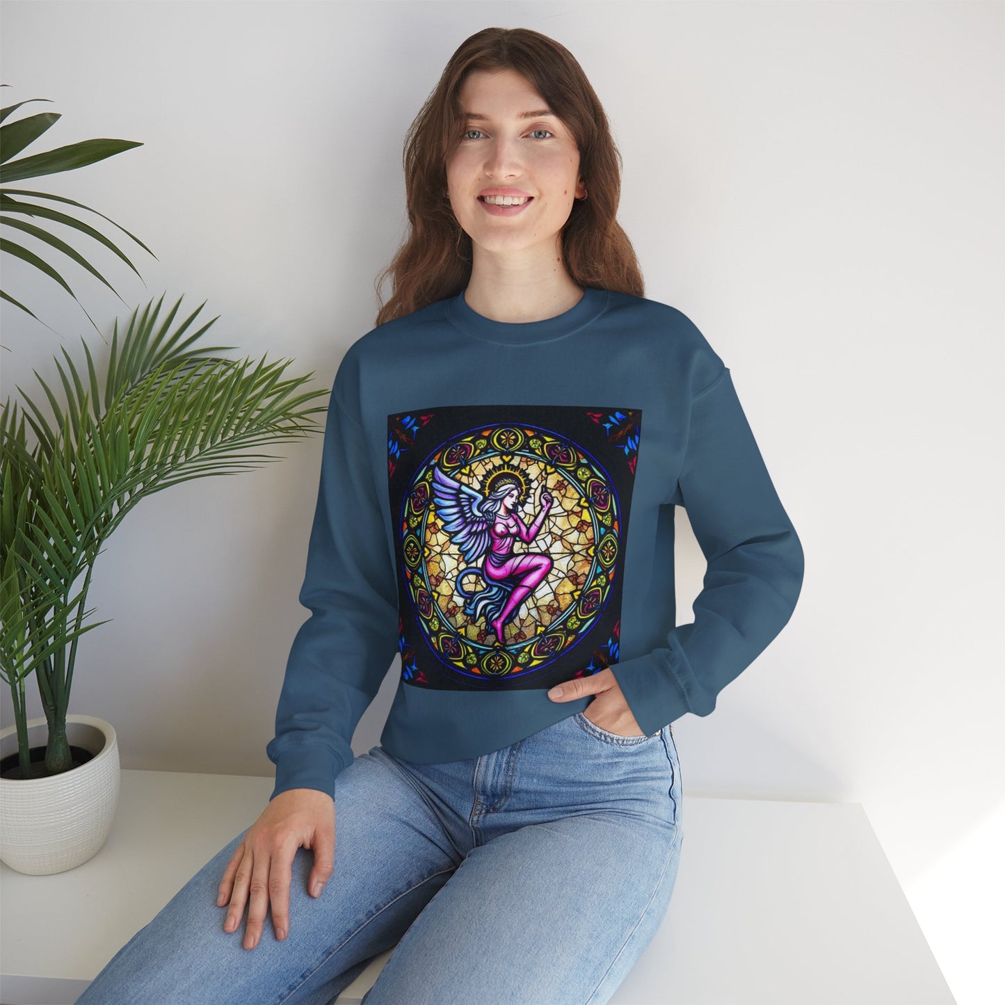 Unisex Heavy Blend™ Crewneck Sweatshirt, Glass 1, Virgo Zodiac Design
