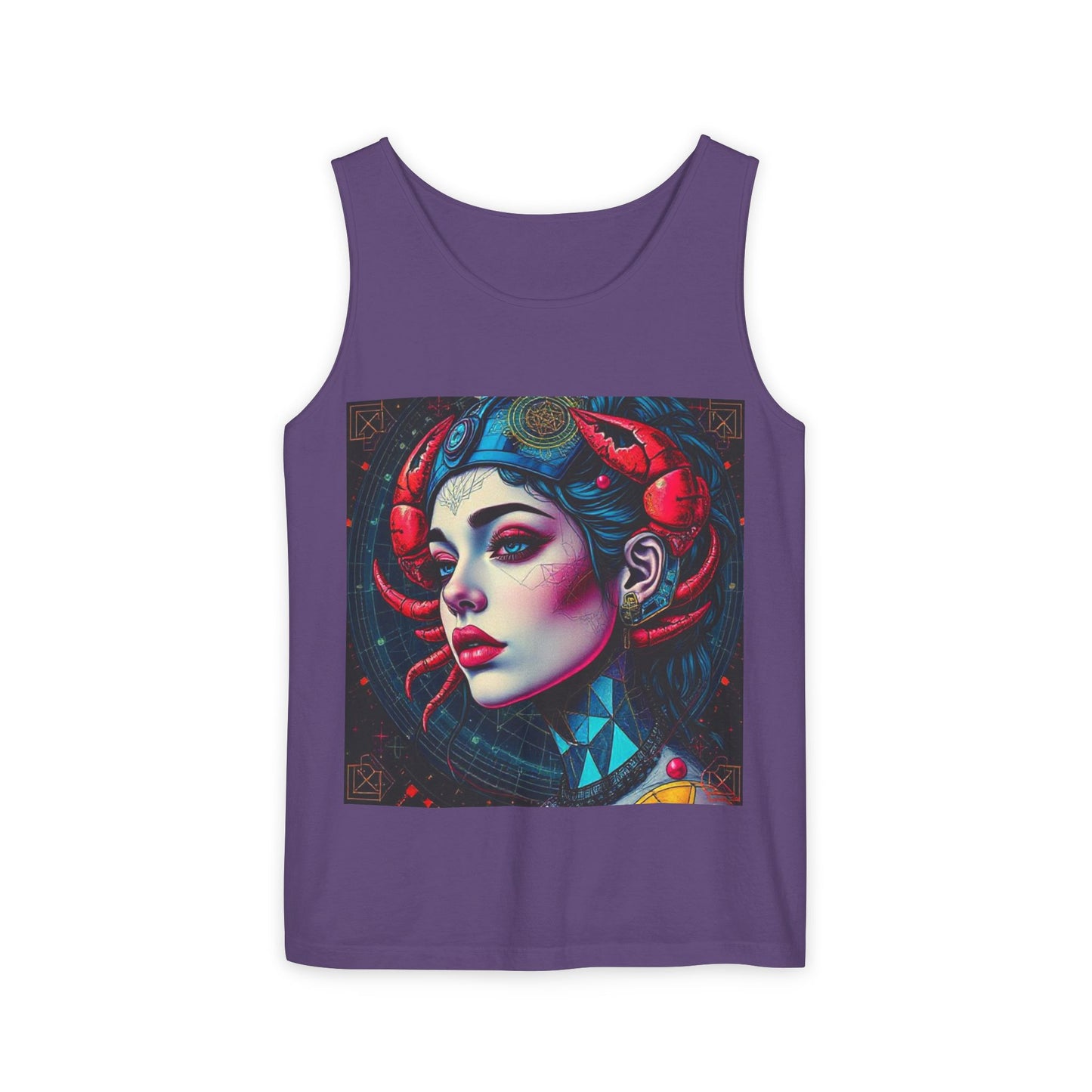 Unisex Garment-Dyed, Tank Top, Cancer, Pop Art v1, 100% US cotton